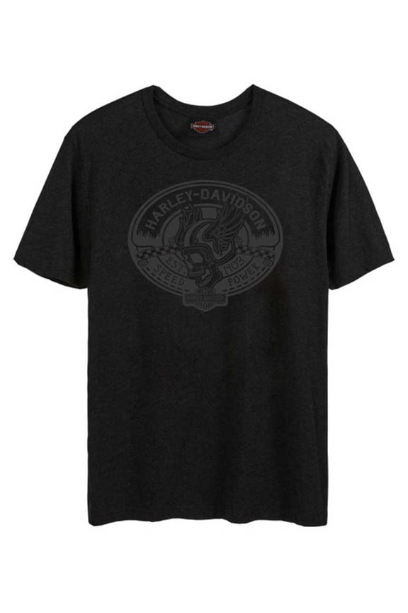 Men's Forever Tonal Short Sleeve Crew-Neck Tee, Black Wash (M), Harley Davidson