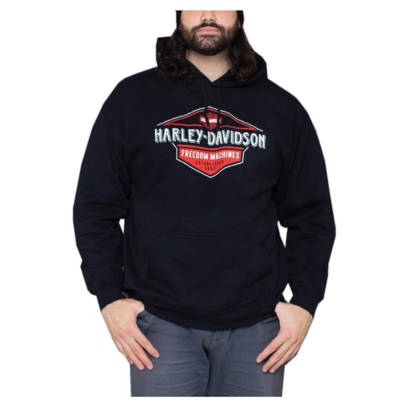 Harley-Davidson Men's Freedom Machines H-D Pullover Fleece Hoodie - Black (XL), Harley Davidson