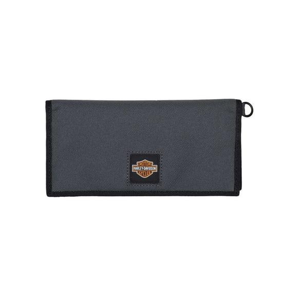 Harley-Davidson Men's Full Speed Bi-Fold Trucker Polyester RFID Wallet - Gray, Harley Davidson