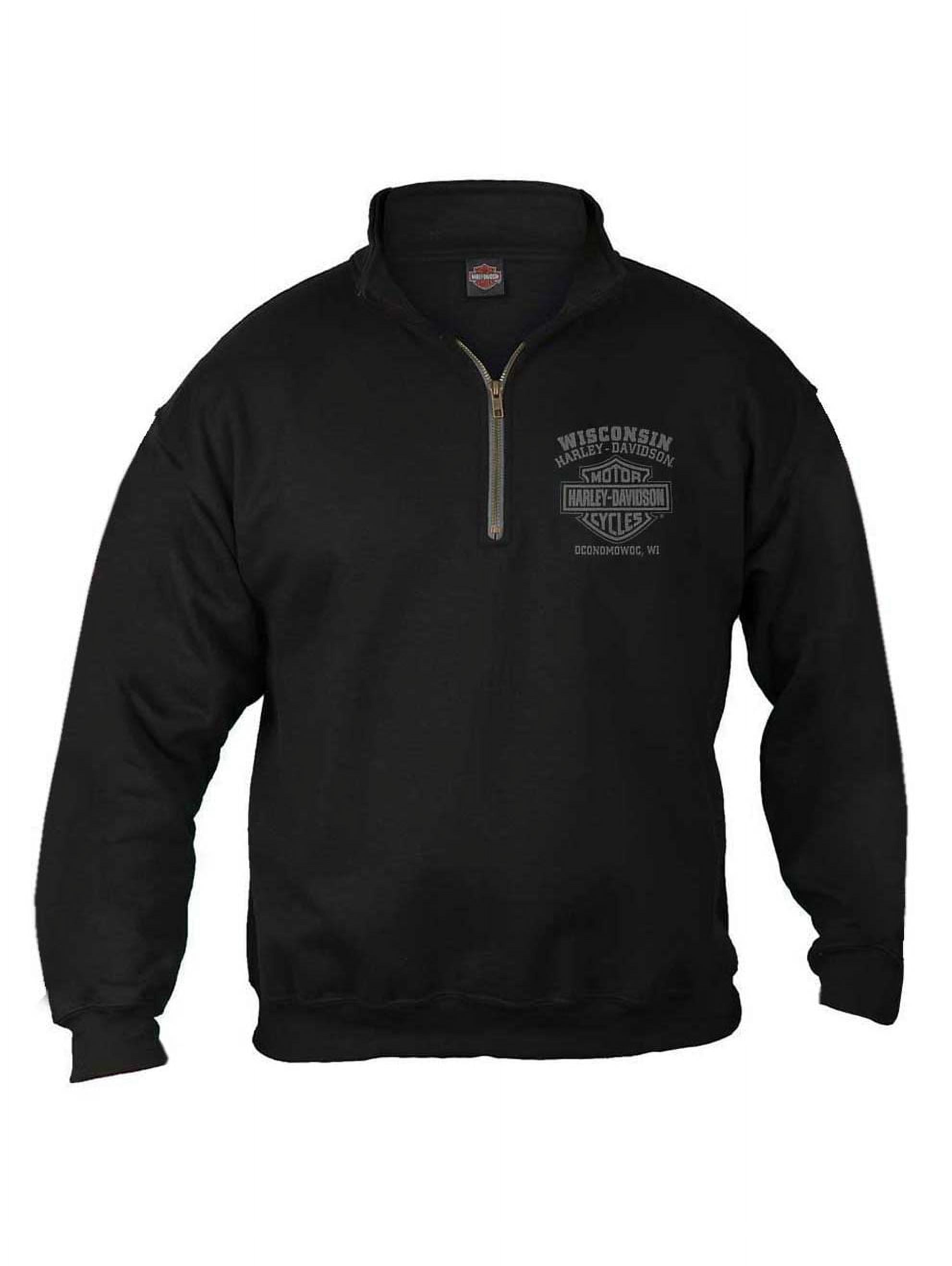 Harley Davidson Mens Eagle Piston 1 4 Zip Cadet Pullover Sweatshirt Black 3XL Harley Davidson