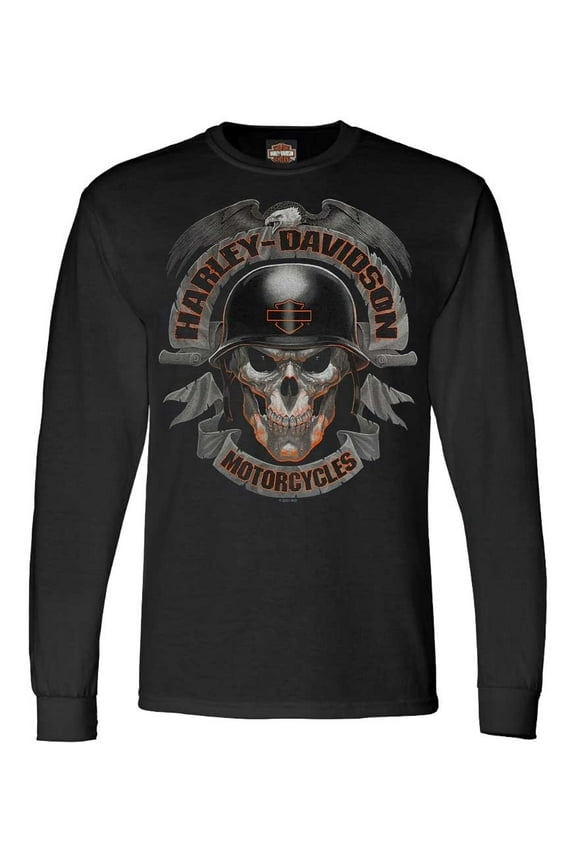 Men's Ghoulish Skull Long Sleeve Crew-Neck Shirt - Black (3XL), Harley Davidson