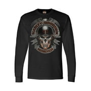 Harley-Davidson Mens Ghoulish Skull Long Sleeve Crew-Neck Shirt - Black L, Harley Davidson