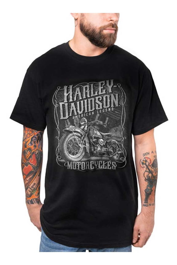 Men's Grayscale Crew-Neck Short Sleeve Cotton T-Shirt (3XL), Harley Davidson