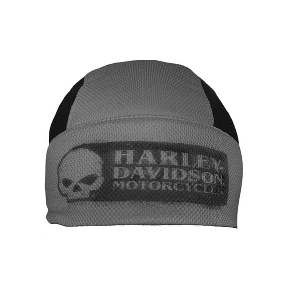 Harley-Davidson Men's Grunge Skull Polyester Colorblocked Skull Cap - Gray/Black, Harley Davidson