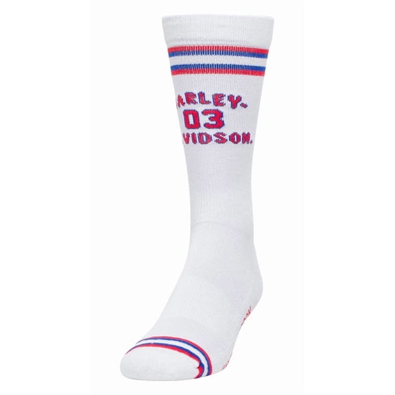 Harley-Davidson Men's H-D '03 Logo Moisture Wicking Riding Socks, White (L), Harley Davidson