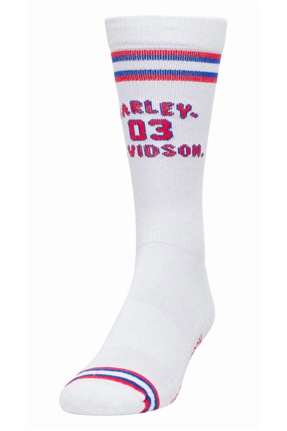 Men's H-D '03 Logo Moisture Wicking Riding Socks, White (M), Harley Davidson