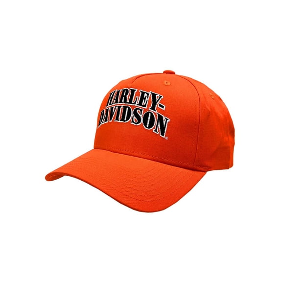 Harley-Davidson Men's H-D Text Adjustable Snapback Baseball Cap, Orange, Harley Davidson