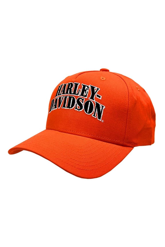 Men's H-D Text Adjustable Snapback Baseball Cap, Orange, Harley Davidson