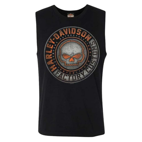 Harley-Davidson Men's Halo Willie G Skull Sleeveless Cotton Muscle Tee (L), Harley Davidson