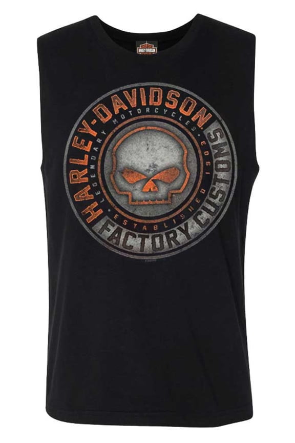 Men's Halo Willie G Skull Sleeveless Cotton Muscle Tee (XL), Harley Davidson