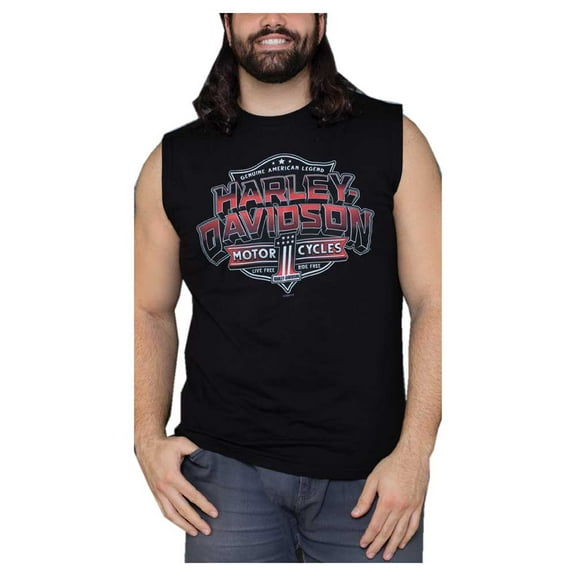 Harley-Davidson Men's Heavyweight #1 Sleeveless Cotton Muscle Shirt, Black (3XL), Harley Davidson