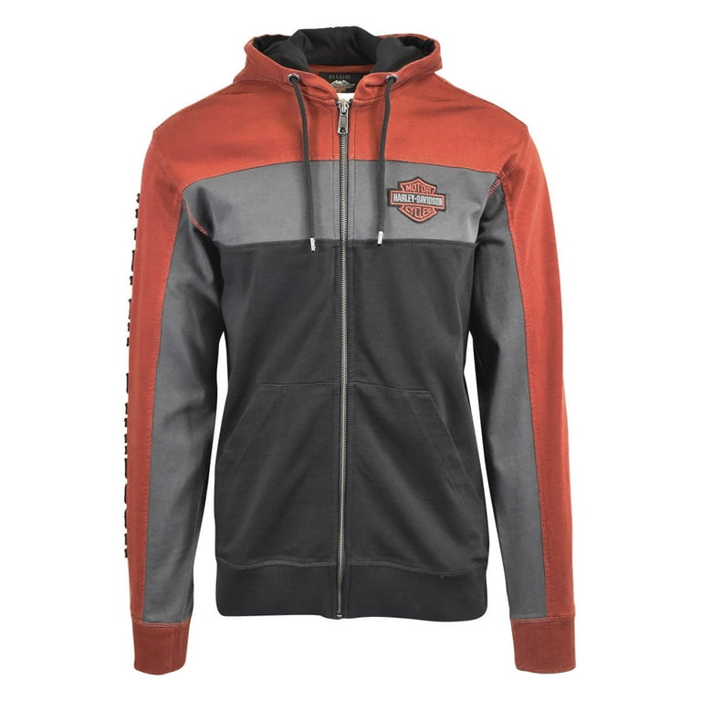 Harley Davidson Men s Hoodie 3 Tone Copperblock Full Zip S01 Walmart