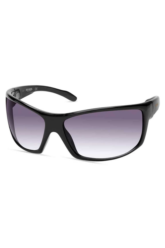 Men's Large Sport Sunglasses, Shiny Black Frame & Smoke Lenses, Harley Davidson