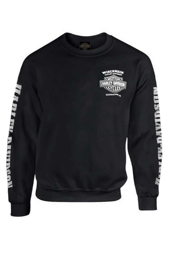 Men's Lightning Crest Fleece Pullover Sweatshirt, Black (4XL), Harley Davidson