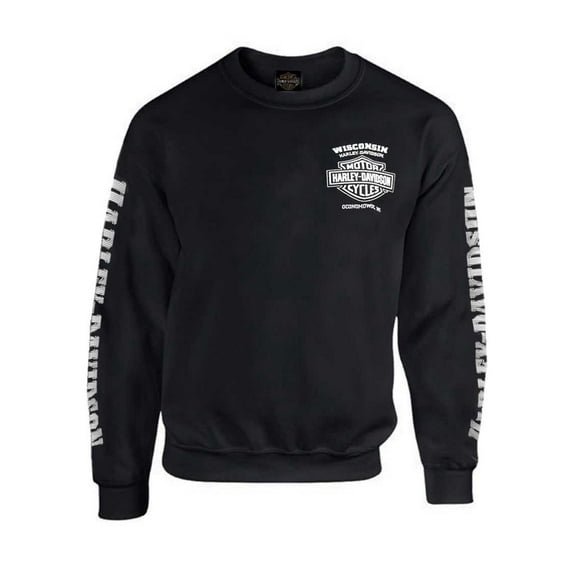 Harley-Davidson Men's Lightning Crest Fleece Pullover Sweatshirt, Black (S), Harley Davidson