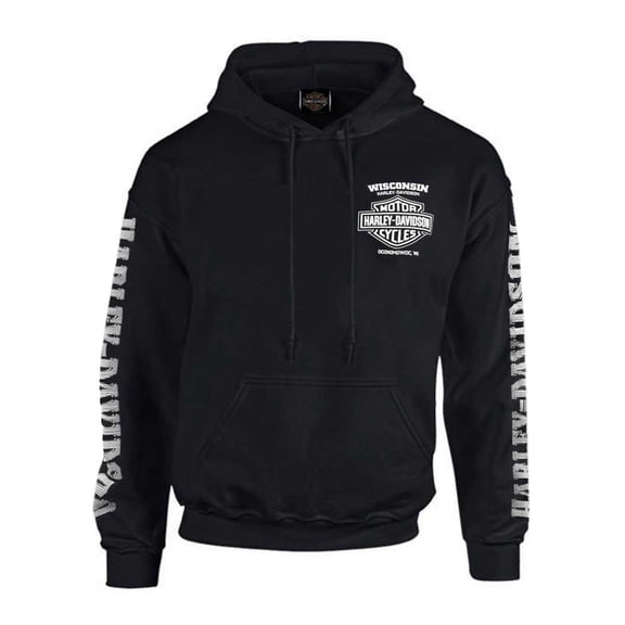 Harley-Davidson Men's Lightning Crest Pullover Hooded Sweatshirt, Black (L), Harley Davidson