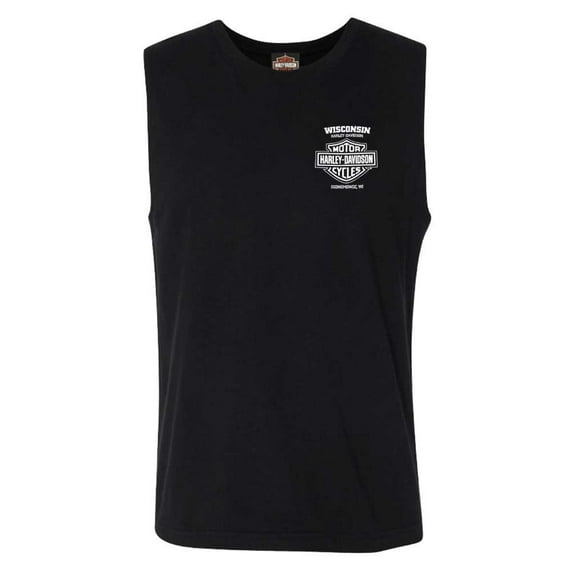 Harley-Davidson Men's Lightning Crest Sleeveless Cotton Muscle Shirt, Black (L), Harley Davidson