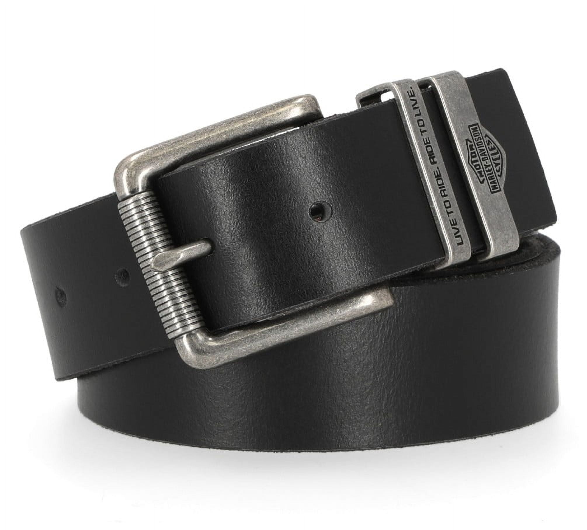 Harley Davidson Men s Metal Keeper H D Logo Genuine Leather Belt Brown 50 Harley Davidson