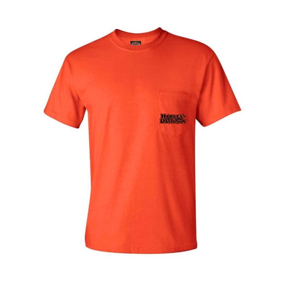 Harley-Davidson Men's Minding H-D Short Sleeve Chest Pocket Tee, Orange (XL), Harley Davidson