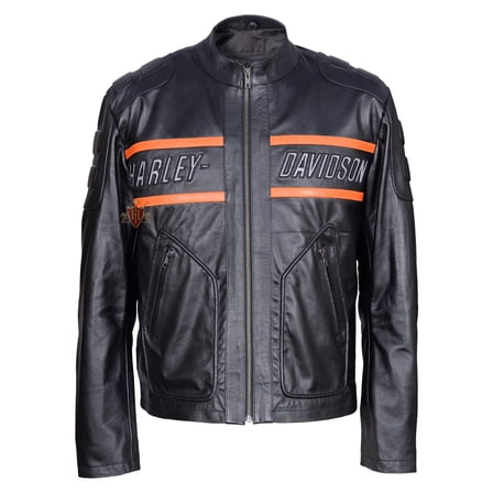 Harley Davidson Men's Motorcycle Bill Goldberg Cowhide Leather Biker Jacket