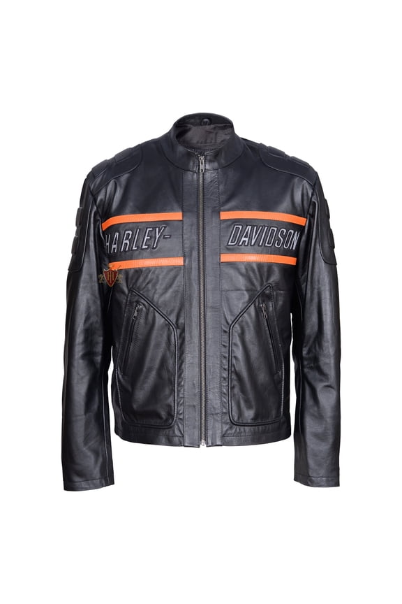 Harley Davidson Men's Motorcycle Bill Goldberg Cowhide Leather Biker Jacket