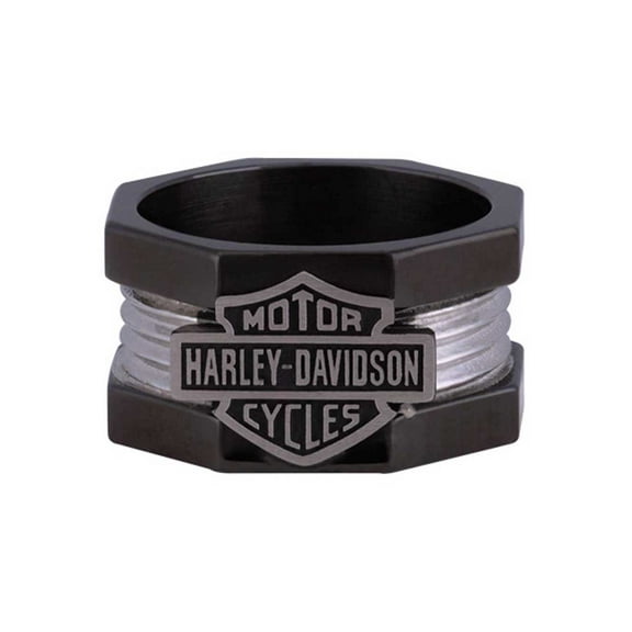 Harley-Davidson Men's Nut & Bolt Bar & Shield Ring, Stainless Steel HSR0075 (12), Harley Davidson