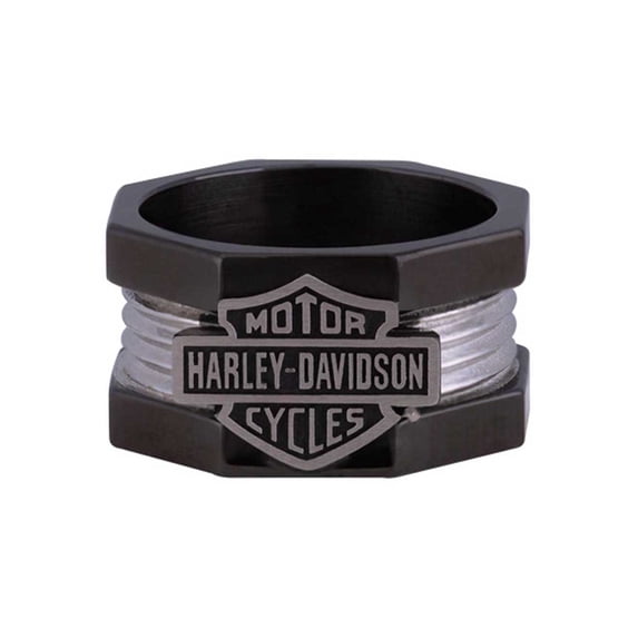 Harley-Davidson Men's Nut & Bolt Bar & Shield Ring, Stainless Steel HSR0075 (14), Harley Davidson
