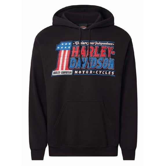 Harley-Davidson Men's Oath #1 RWB Pullover Fleece Hoodie, Solid Black (4XL), Harley Davidson