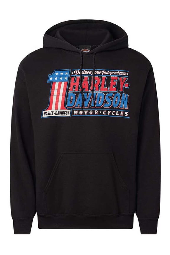Men's Oath #1 RWB Pullover Fleece Hoodie, Solid Black (5XL), Harley Davidson