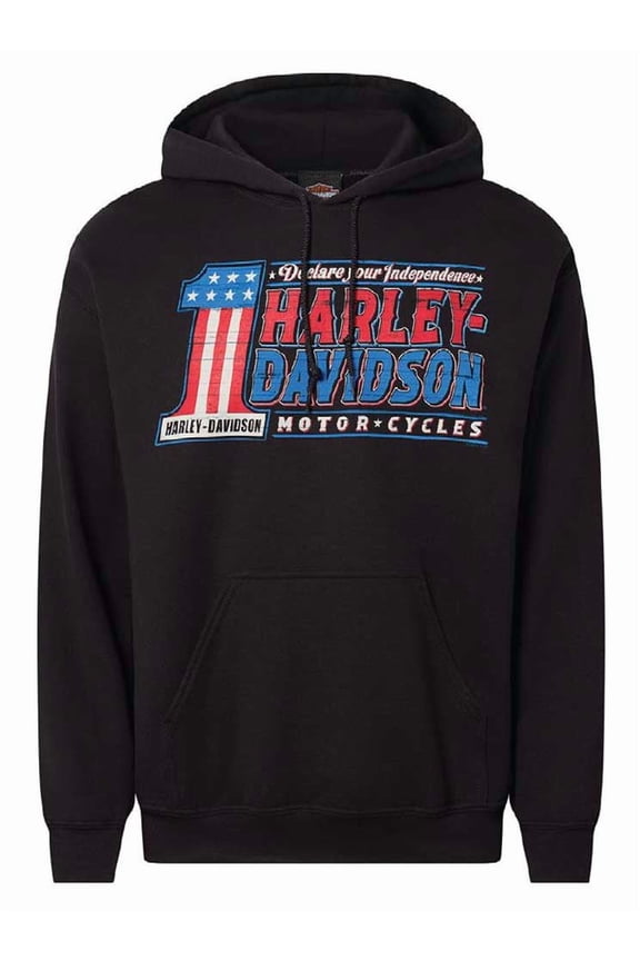 Men's Oath #1 RWB Pullover Fleece Hoodie, Solid Black (S), Harley Davidson