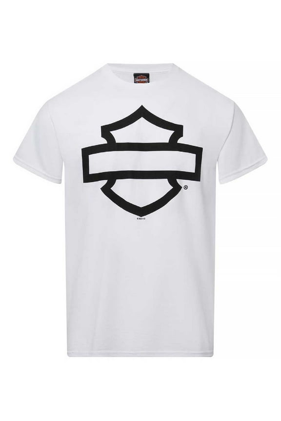Men's Open Bar & Shield Short Sleeve Crew-Neck Tee, White (2XL), Harley Davidson