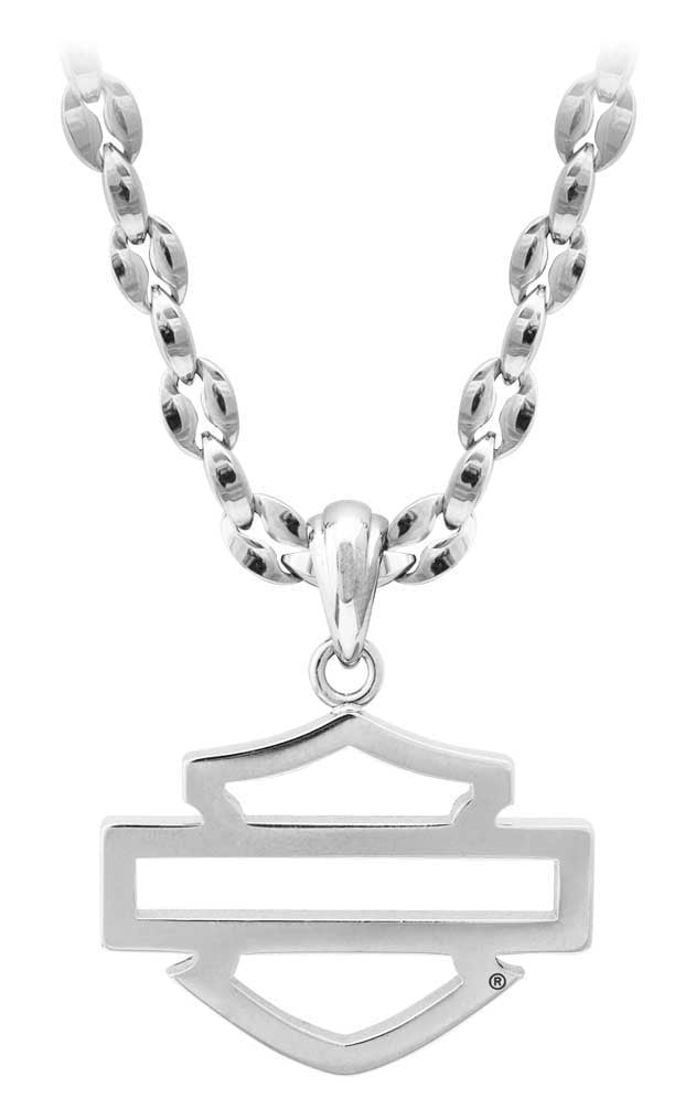Harley Davidson Men s Outline B S Necklace Silver Stainless Steel HSN0064 24 Harley Davidson