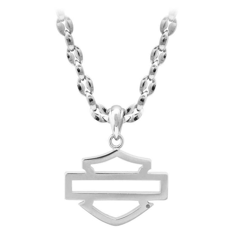 HARLEY DAVIDSON Men's 22 Stainless Steel シールドペンダント Harley-Davidson® Men's 22 in. Bar & Shield H-D Pendant