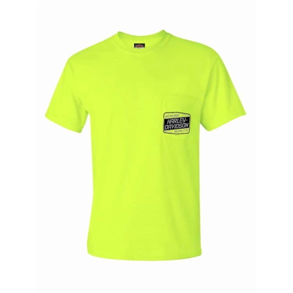 Harley-Davidson Men's Overload Short Sleeve Chest Pocket Tee, Safety Green (XL), Harley Davidson