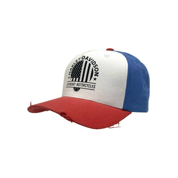 Harley-Davidson Men's Patriot Distressed Brim Adjustable Snapback Baseball Cap, Harley Davidson