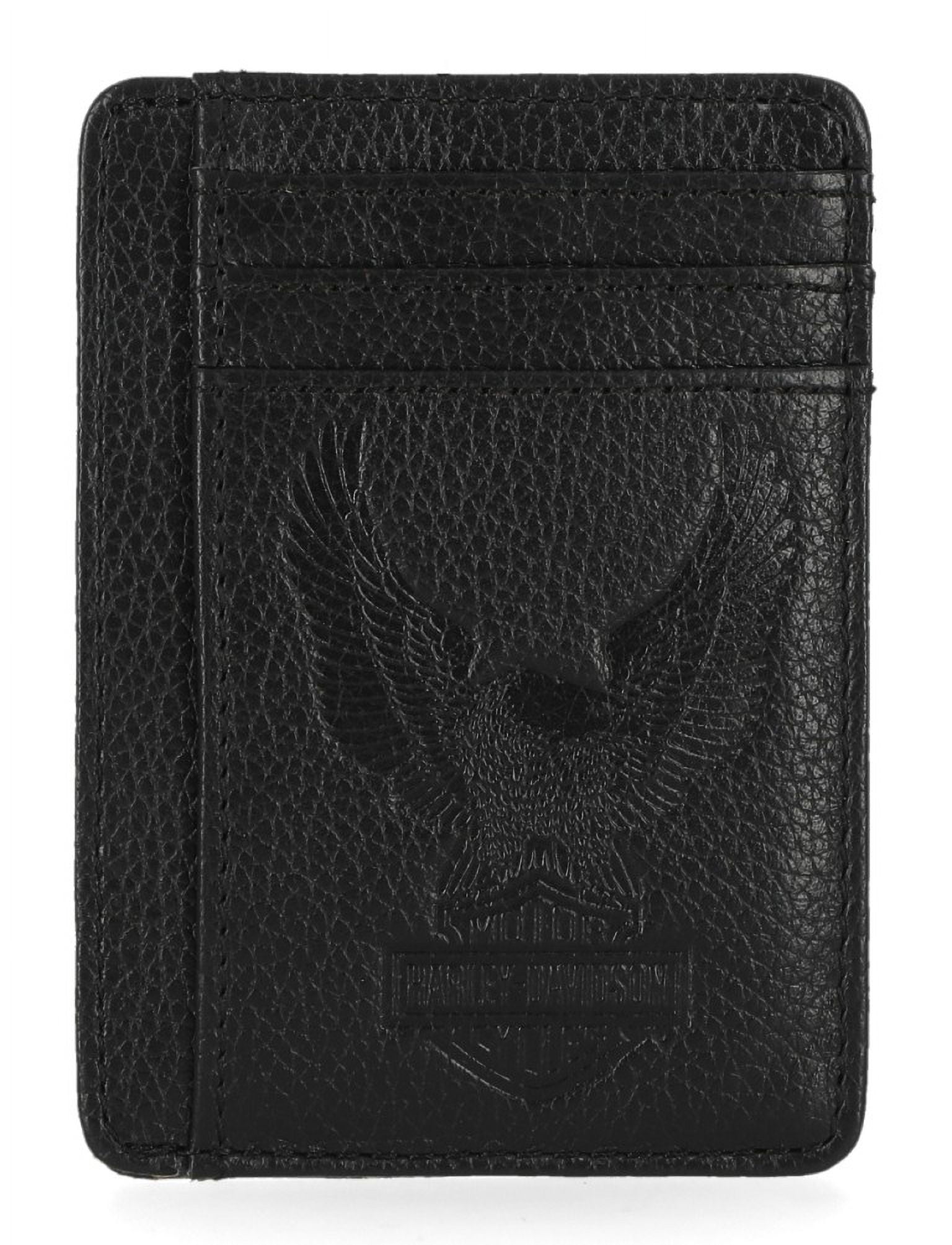 Harley-Davidson Men's Pebble Leather Classic Eagle Billfold Wallet - Black, Harley Davidson