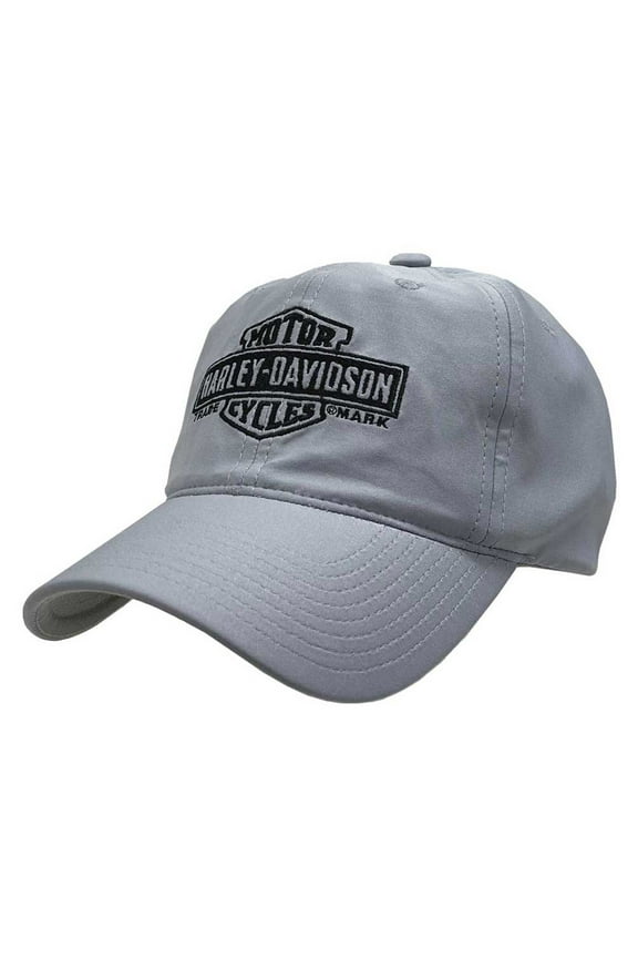 Men's Performance B&S Logo Stretch Fit Baseball Cap- Gray (L/XL), Harley Davidson