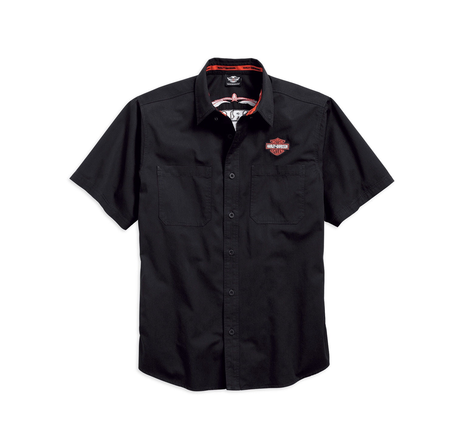 Harley-Davidson Men's Pinstripe Flames Button Woven Shirt, Black 99049 ...