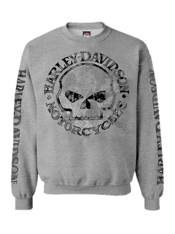 Men's Pullover Crew Sweatshirt H-D Willie G Skull 30296655 (XL), Harley Davidson