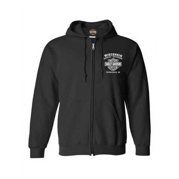 Harley-Davidson Men's Shady Biker Skull Cotton-Blend Zip-Up Hoodie, Black (XL), Harley Davidson