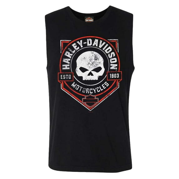 Harley-Davidson Men's Ragged Willie G Skull Sleeveless Cotton Muscle Tee (4XL), Harley Davidson