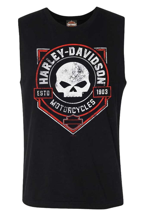 Men's Ragged Willie G Skull Sleeveless Cotton Muscle Tee (XL), Harley Davidson
