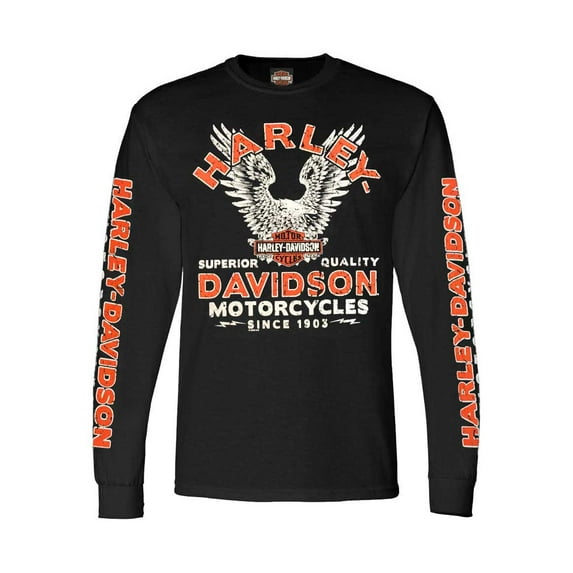 Harley-Davidson Men's Raging Eagle Long Sleeve Crew-Neck Cotton T-Shirt (2XL), Harley Davidson
