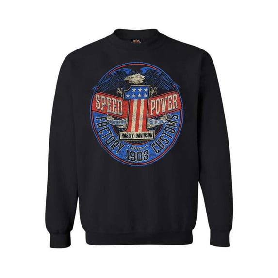 Harley-Davidson Men's Rebel #1 RWB Logo Pullover Fleece Sweatshirt, Black (4XL), Harley Davidson