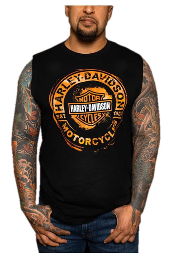 Men's Remains B&S Sleeveless Cotton Muscle Shirt, Black (XL), Harley Davidson