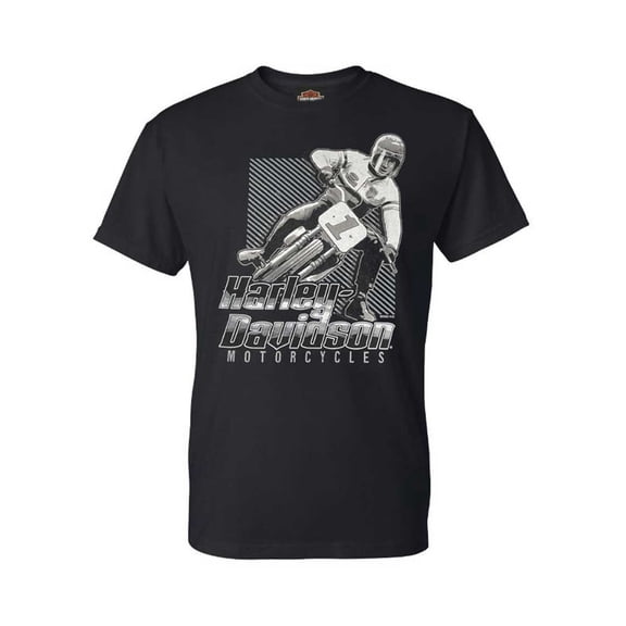 Harley-Davidson Men's Retro Square Racer #1 H-D Logo Cotton Tee, Black (XL), Harley Davidson
