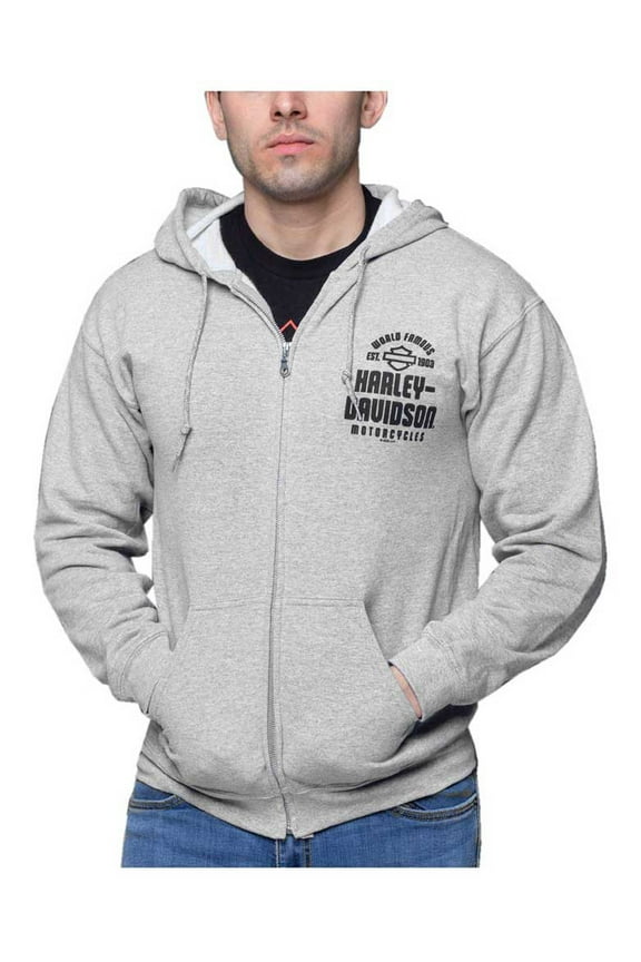 Men's Retrograde Zip-Up Hoodie Sweatshirt – Sport Gray (5XL), Harley Davidson