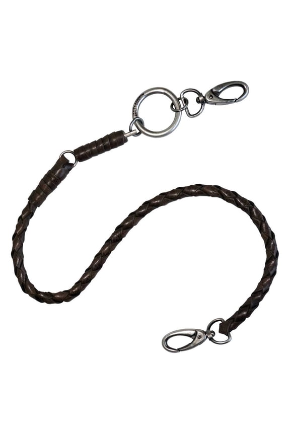 Men's Ride Free 25 inch Braided Leather Wallet Chain - Brown, Harley Davidson