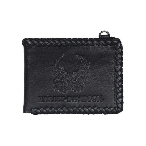 Harley-Davidson Men's Ride Free Bi-Fold Leather Wallet w/RFID Protection - Black, Harley Davidson