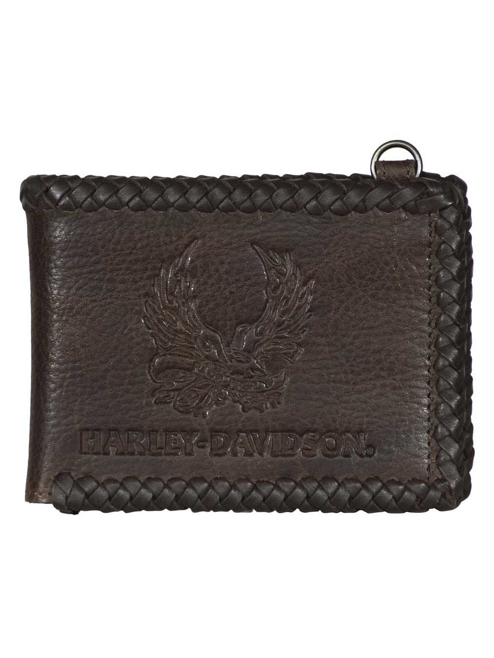 Harley-Davidson Men's Ride Free Bi-Fold Leather Wallet w/RFID Protection - Brown, Harley Davidson